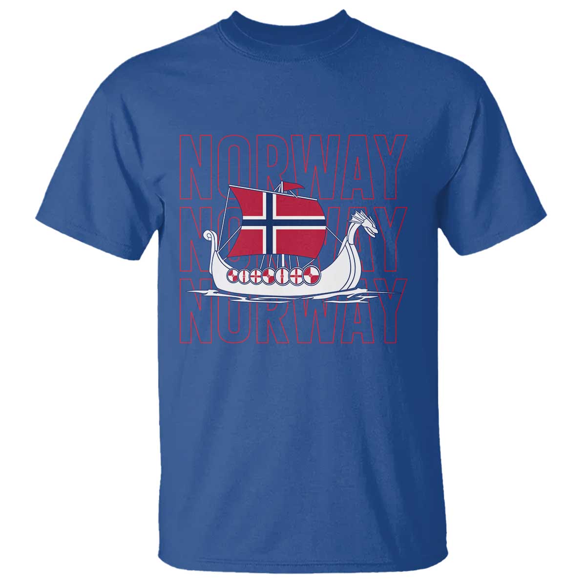 Norwegian Viking Ship Flag Boat Norway Heritage T Shirt