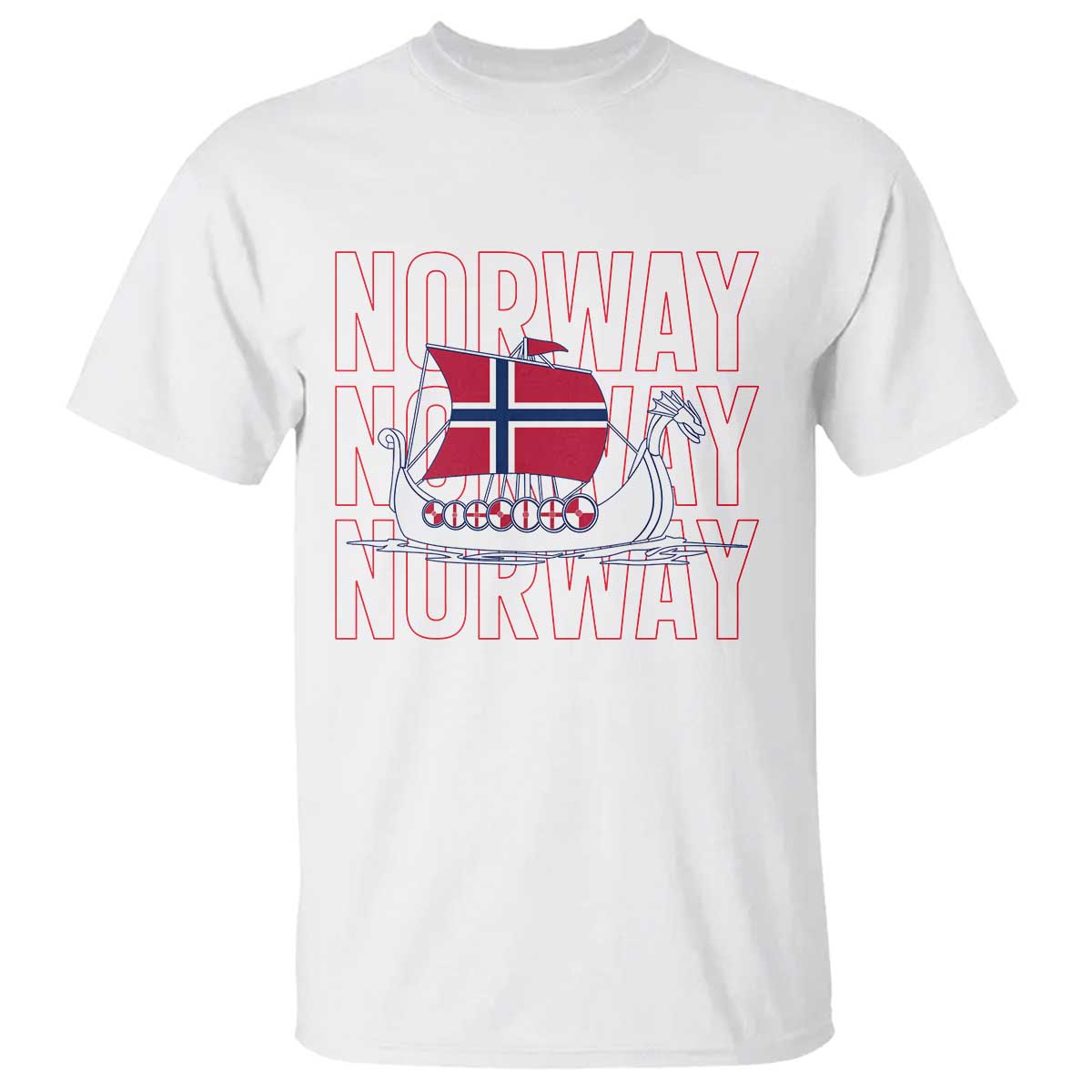 Norwegian Viking Ship Flag Boat Norway Heritage T Shirt