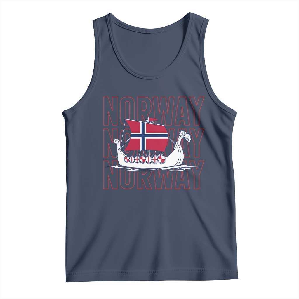 Norwegian Viking Ship Flag Boat Norway Heritage Tank Top