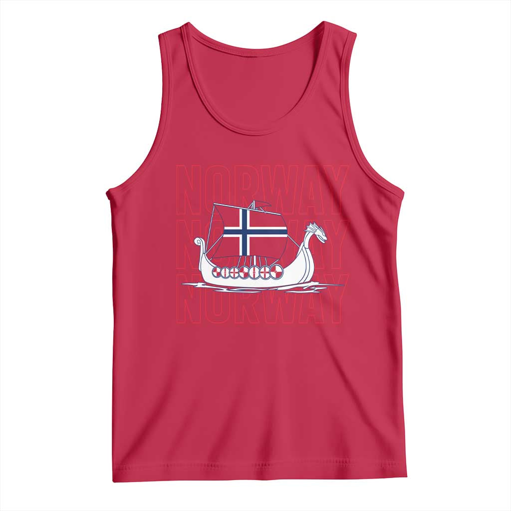 Norwegian Viking Ship Flag Boat Norway Heritage Tank Top