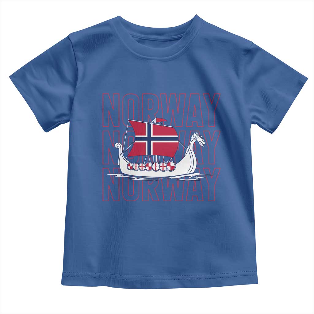 Norwegian Viking Ship Flag Boat Norway Heritage Toddler T Shirt