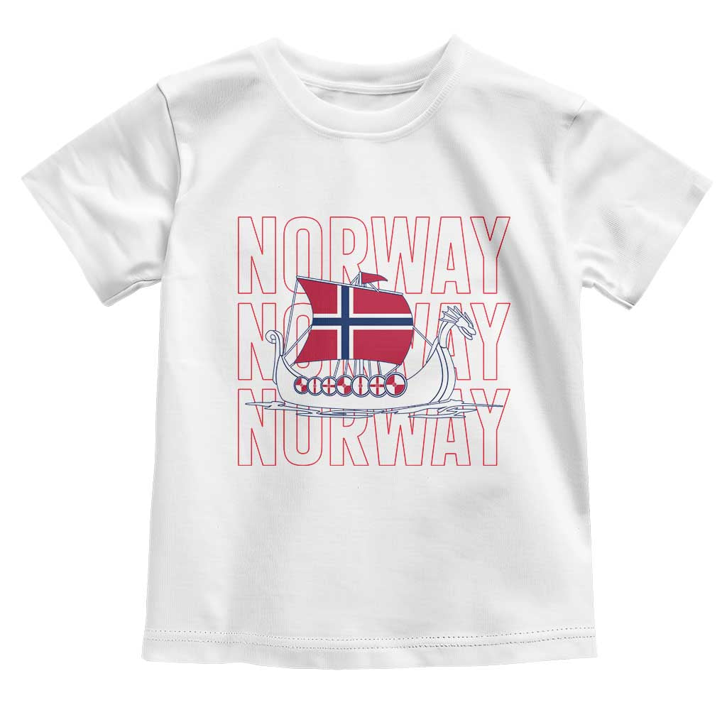 Norwegian Viking Ship Flag Boat Norway Heritage Toddler T Shirt