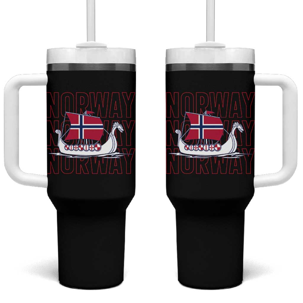 Norwegian Viking Ship Flag Boat Norway Heritage Tumbler With Handle