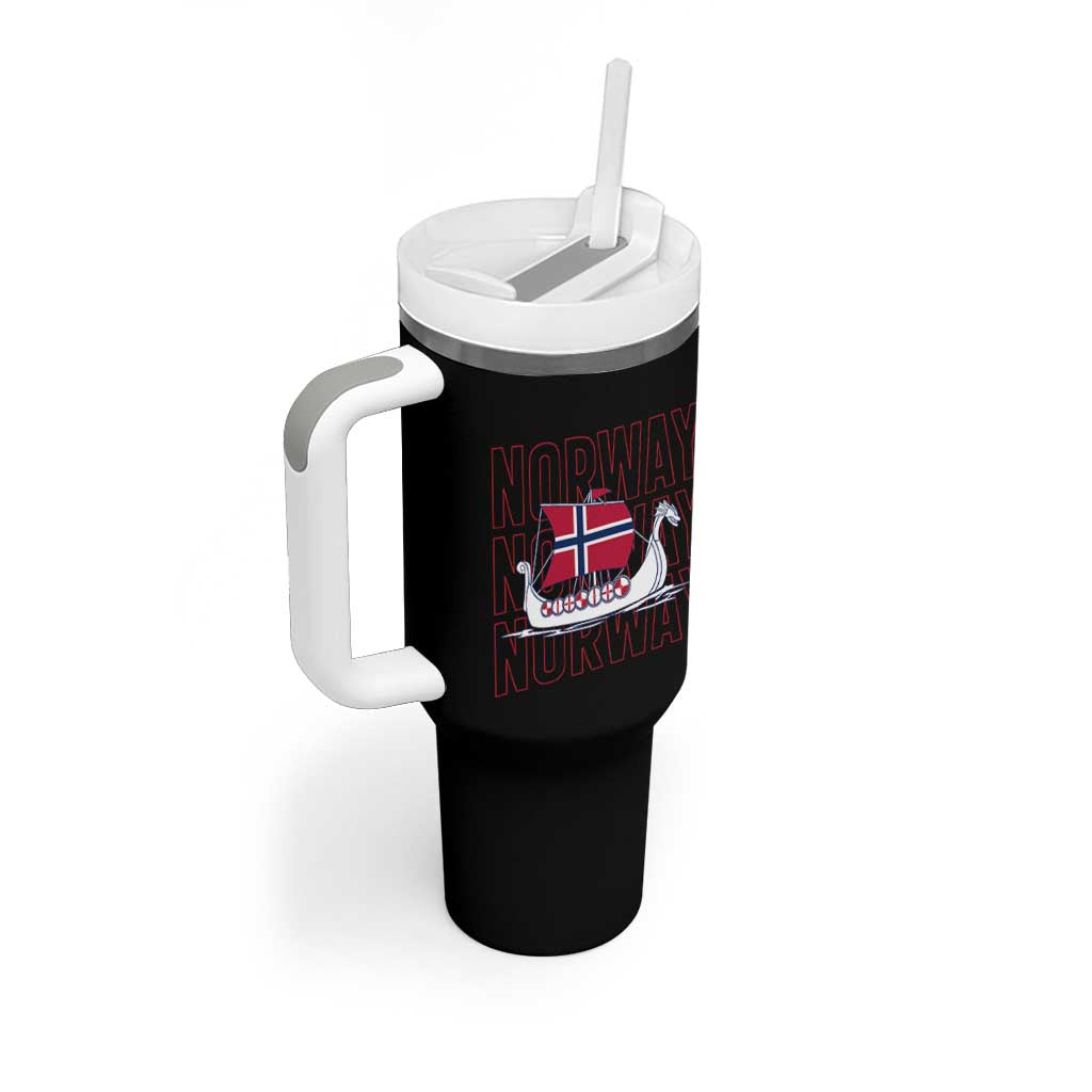 Norwegian Viking Ship Flag Boat Norway Heritage Tumbler With Handle