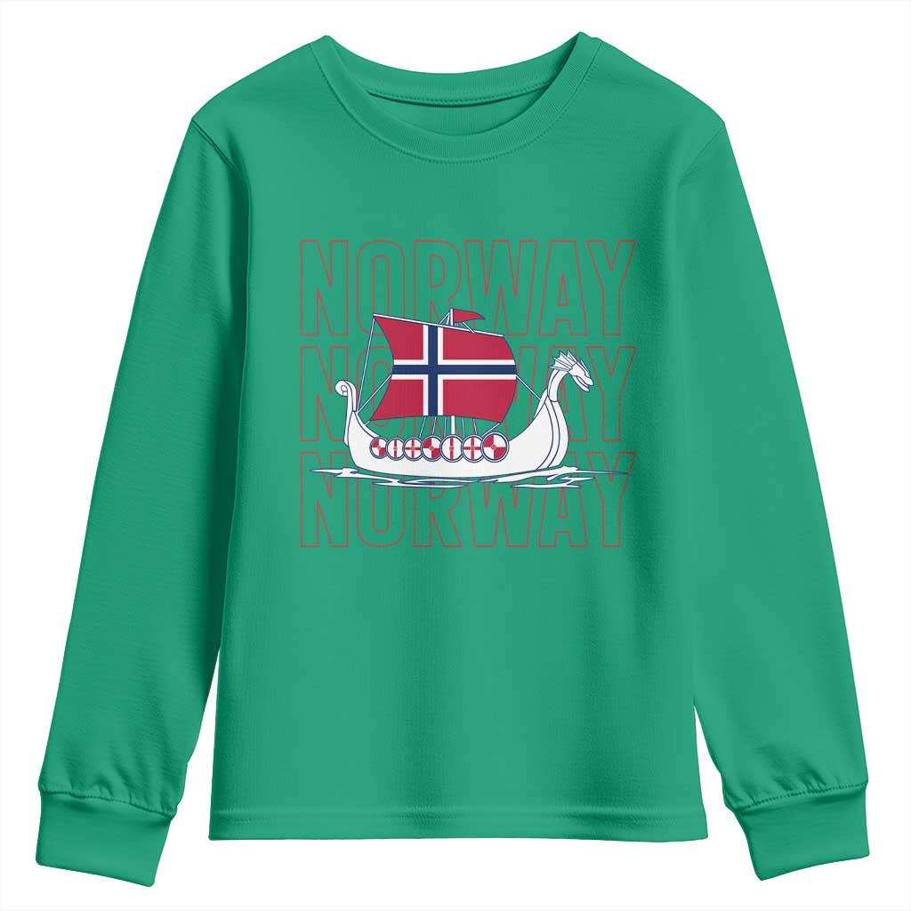 Norwegian Viking Ship Flag Boat Norway Heritage Youth Sweatshirt