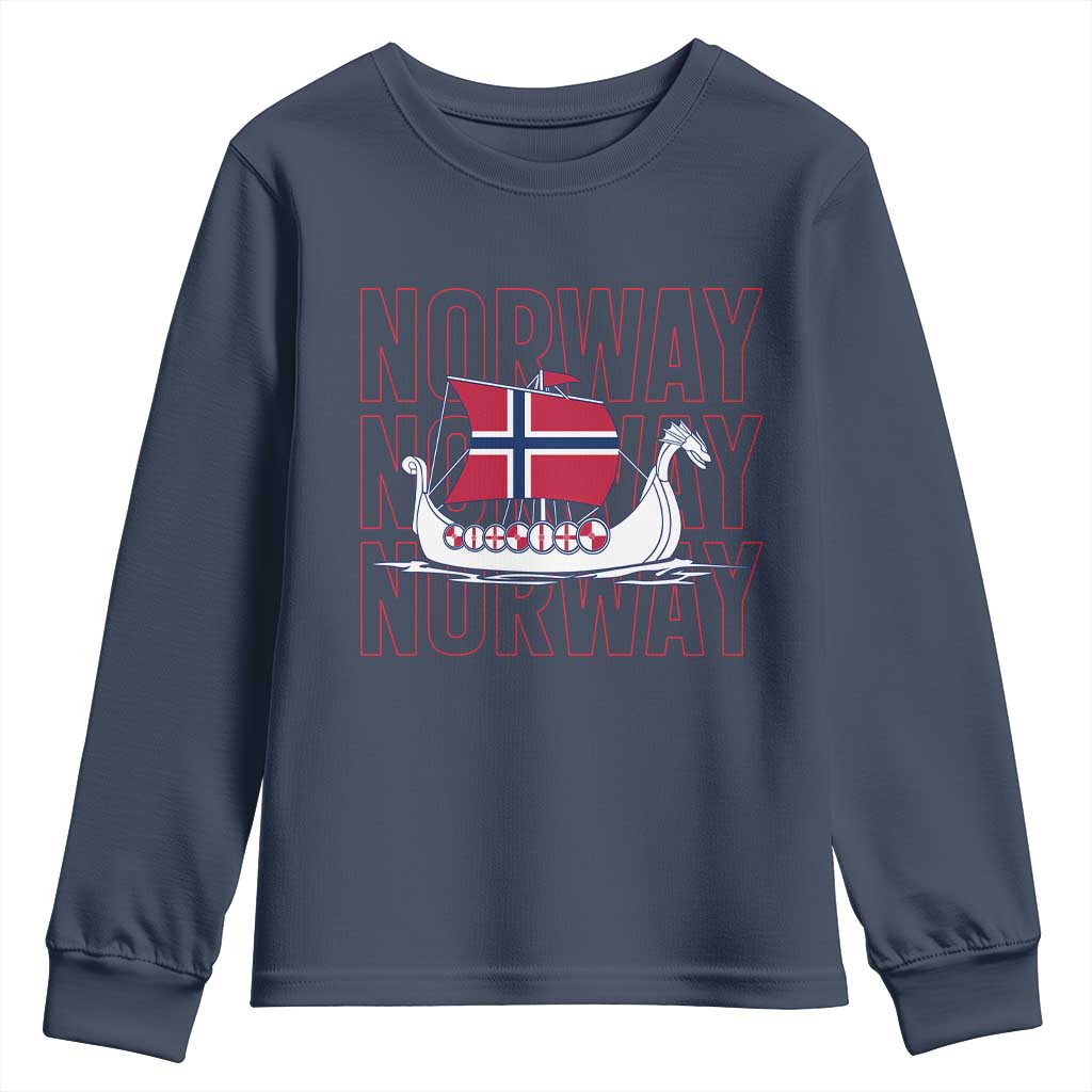 Norwegian Viking Ship Flag Boat Norway Heritage Youth Sweatshirt