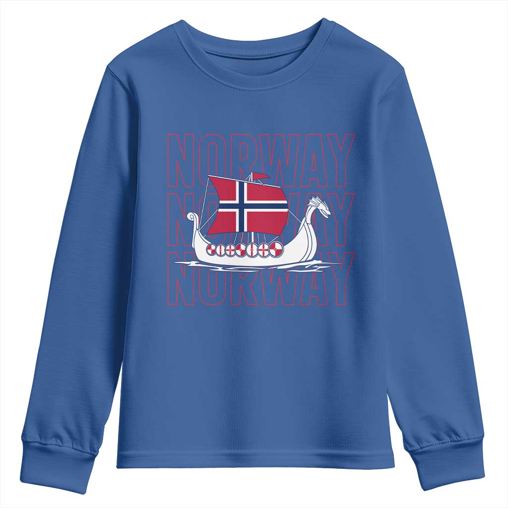 Norwegian Viking Ship Flag Boat Norway Heritage Youth Sweatshirt