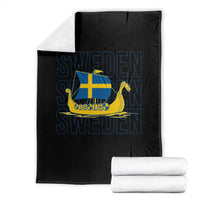 Swedish Viking Ship Sverige Sweden Flag Boat Viking Throw Blanket