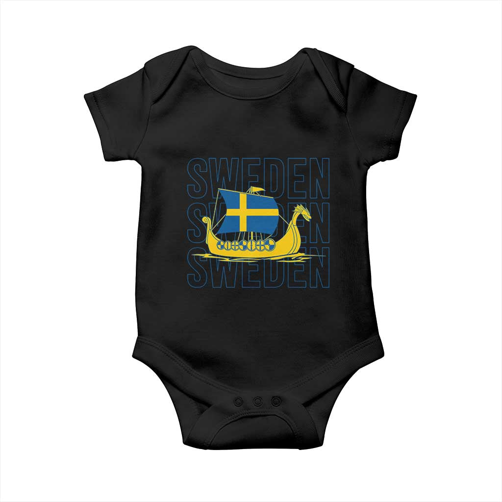 Swedish Viking Ship Sverige Sweden Flag Boat Viking Baby Onesie