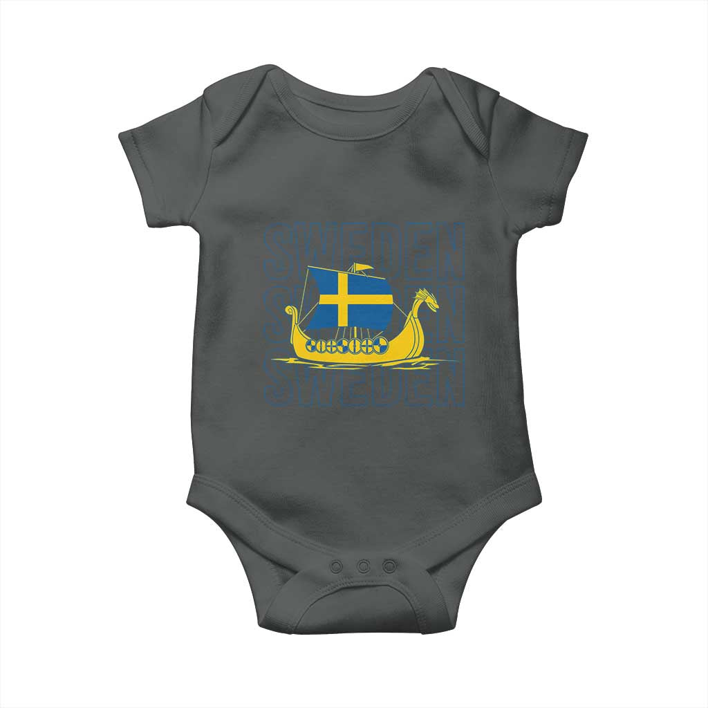 Swedish Viking Ship Sverige Sweden Flag Boat Viking Baby Onesie