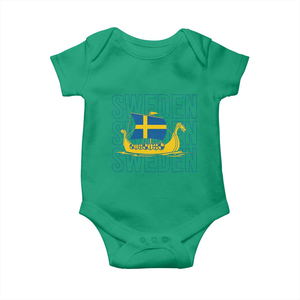 Swedish Viking Ship Sverige Sweden Flag Boat Viking Baby Onesie