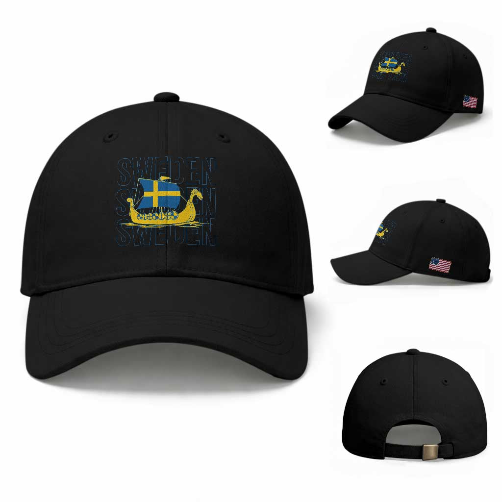 Swedish Viking Ship Sverige Sweden Flag Boat Viking Baseball Cap