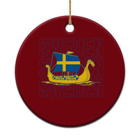 Swedish Viking Ship Sverige Sweden Flag Boat Viking Ceramic Ornament