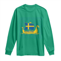 Swedish Viking Ship Sverige Sweden Flag Boat Viking Long Sleeve Shirt