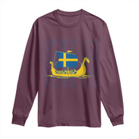 Swedish Viking Ship Sverige Sweden Flag Boat Viking Long Sleeve Shirt