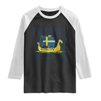 Swedish Viking Ship Sverige Sweden Flag Boat Viking Raglan Shirt