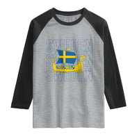 Swedish Viking Ship Sverige Sweden Flag Boat Viking Raglan Shirt