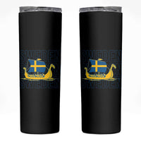 Swedish Viking Ship Sverige Sweden Flag Boat Viking Skinny Tumbler