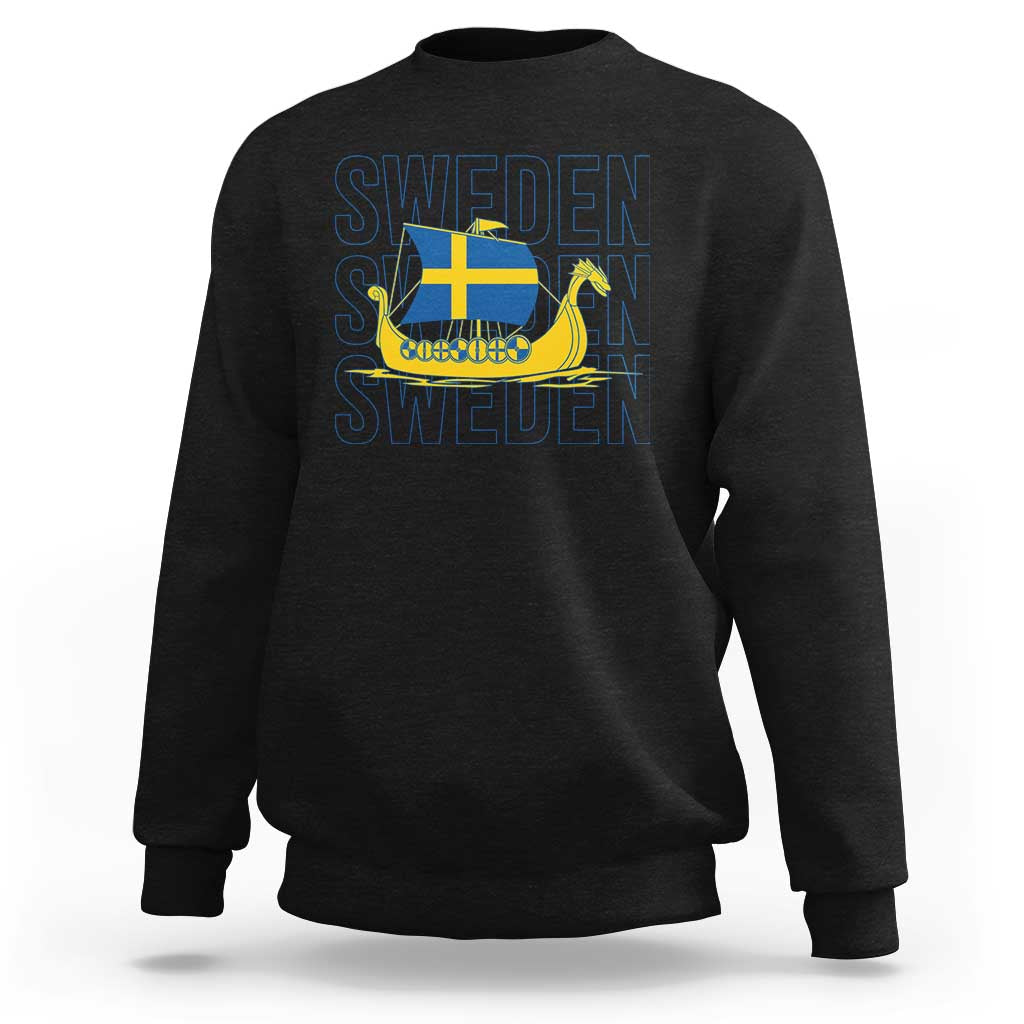 Swedish Viking Ship Sverige Sweden Flag Boat Viking Sweatshirt