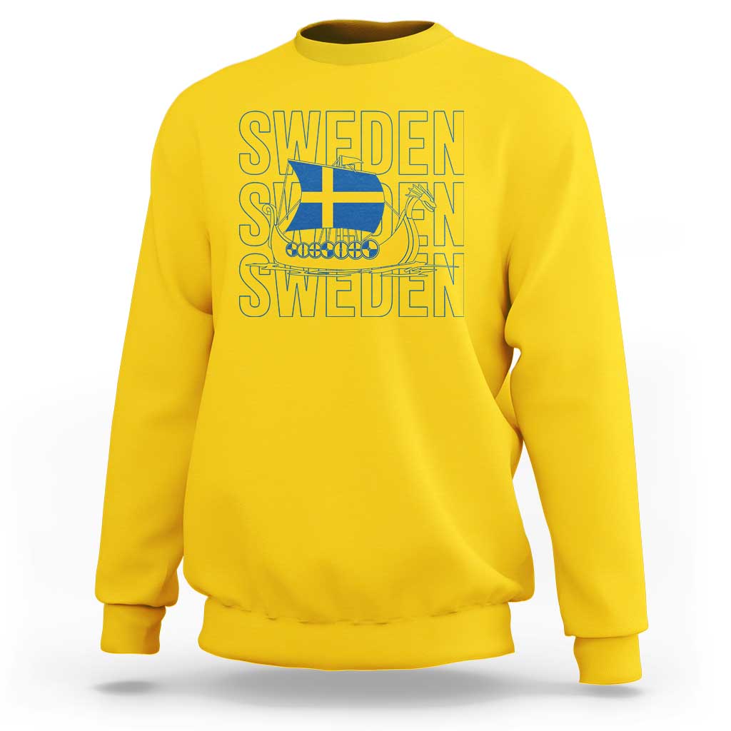 Swedish Viking Ship Sverige Sweden Flag Boat Viking Sweatshirt