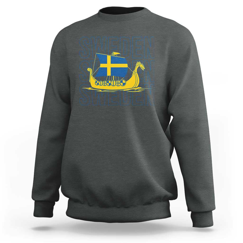 Swedish Viking Ship Sverige Sweden Flag Boat Viking Sweatshirt
