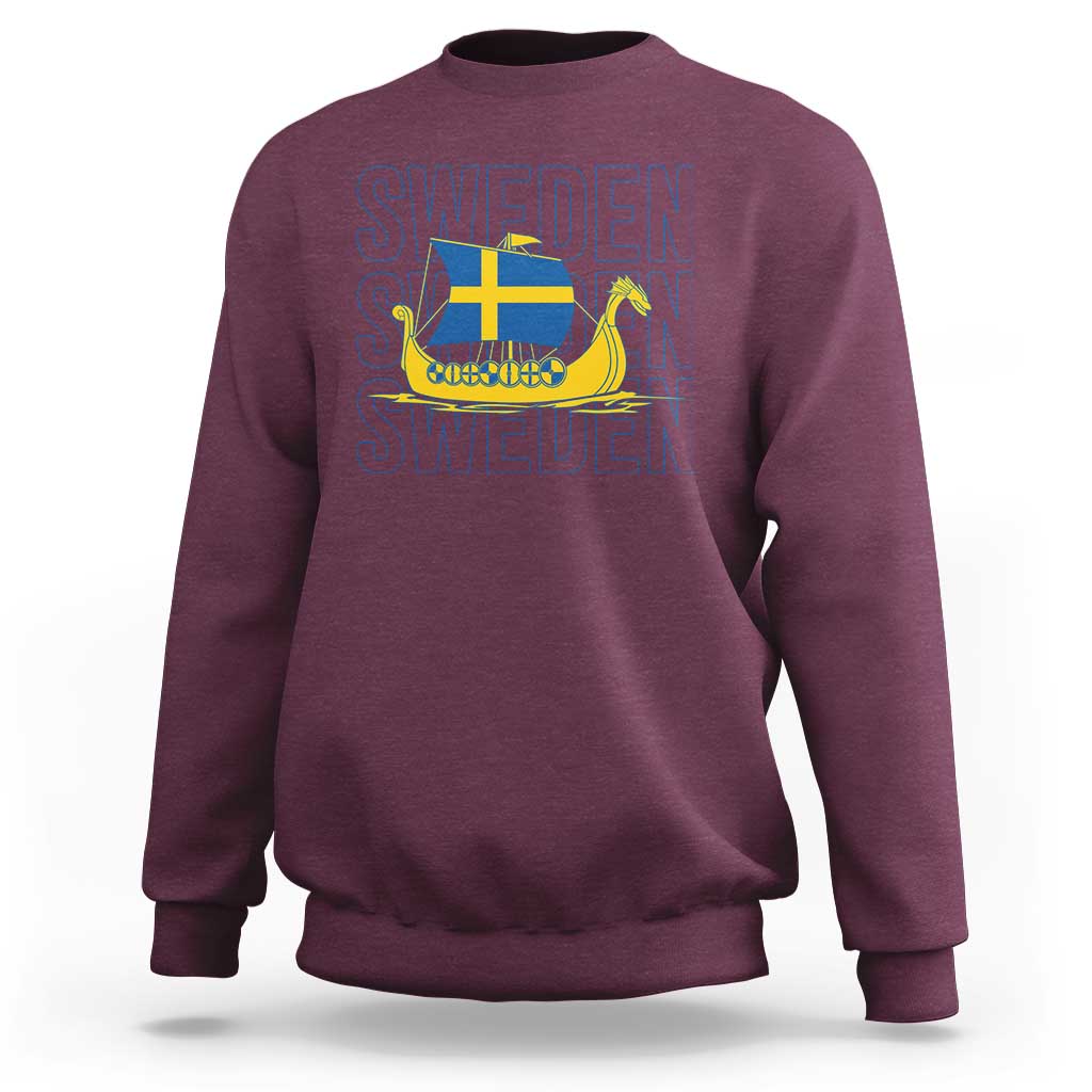 Swedish Viking Ship Sverige Sweden Flag Boat Viking Sweatshirt