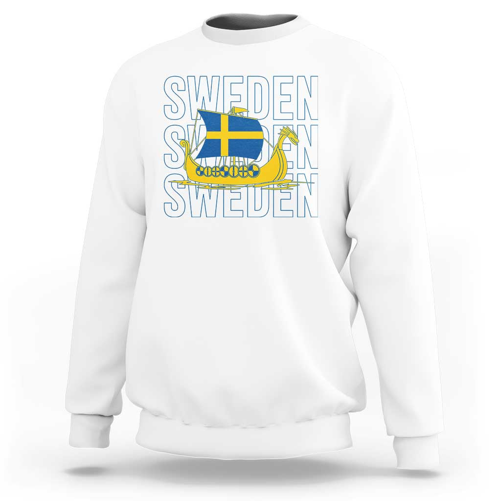 Swedish Viking Ship Sverige Sweden Flag Boat Viking Sweatshirt