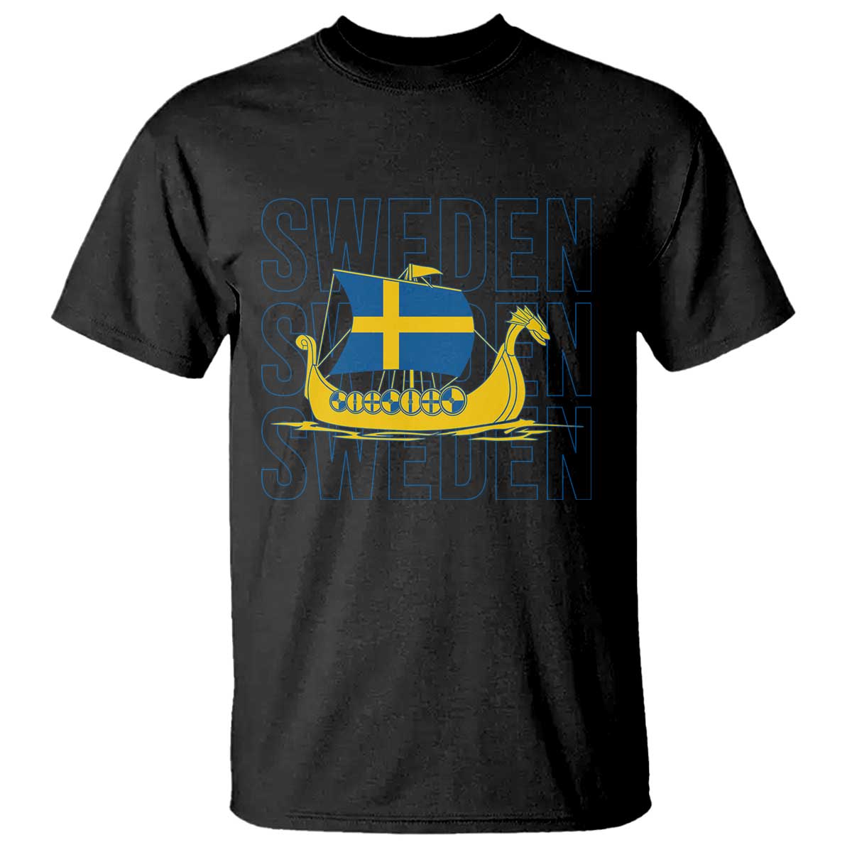 Swedish Viking Ship Sverige Sweden Flag Boat Viking T Shirt