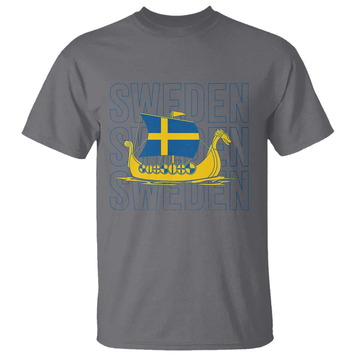 Swedish Viking Ship Sverige Sweden Flag Boat Viking T Shirt