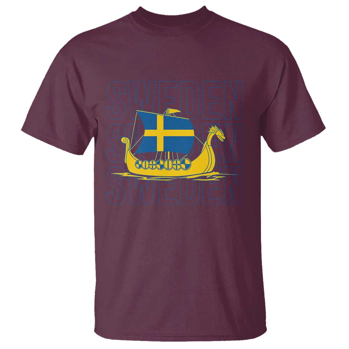 Swedish Viking Ship Sverige Sweden Flag Boat Viking T Shirt