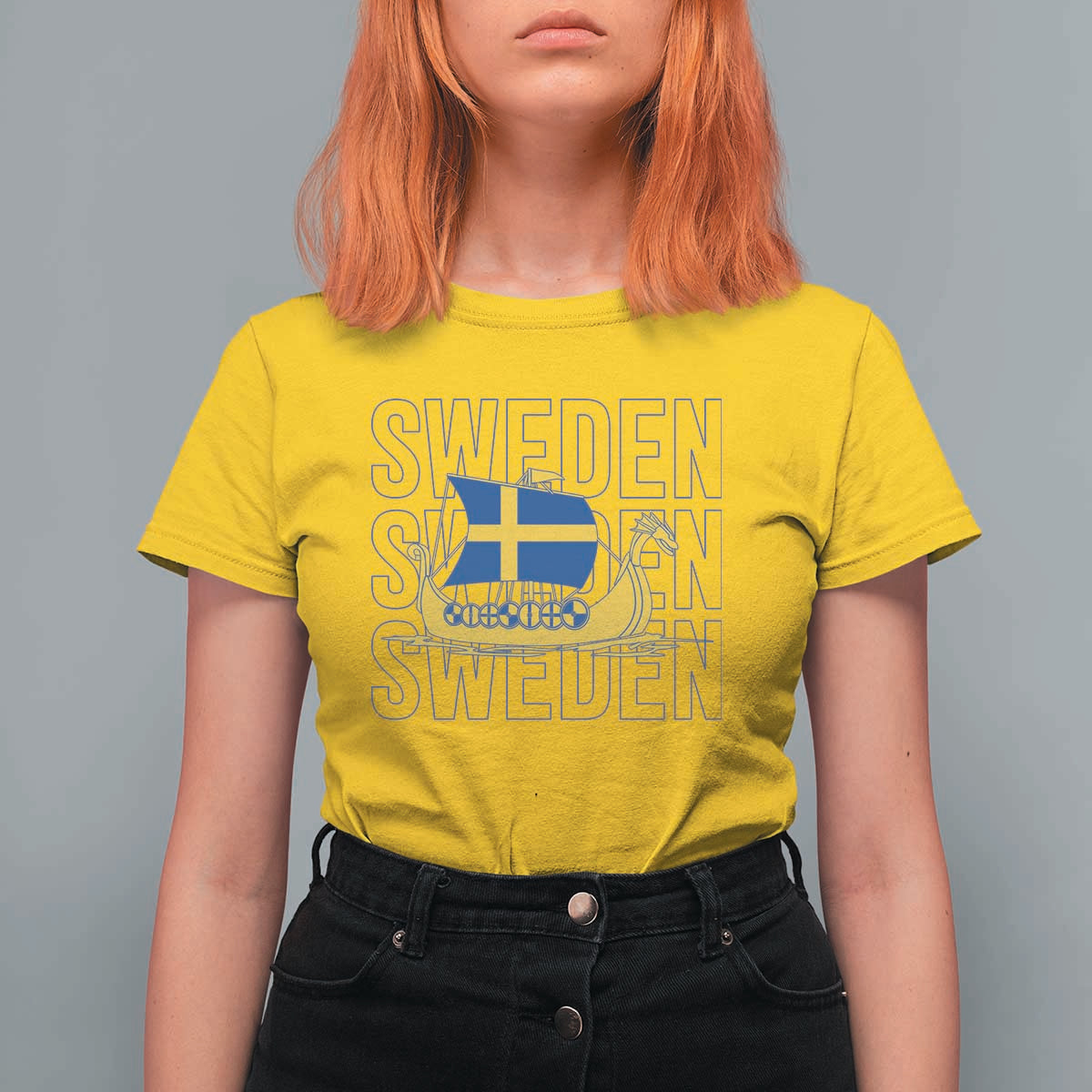 Swedish Viking Ship Sverige Sweden Flag Boat Viking T Shirt For Women