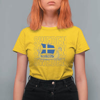Swedish Viking Ship Sverige Sweden Flag Boat Viking T Shirt For Women