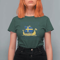 Swedish Viking Ship Sverige Sweden Flag Boat Viking T Shirt For Women