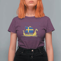 Swedish Viking Ship Sverige Sweden Flag Boat Viking T Shirt For Women