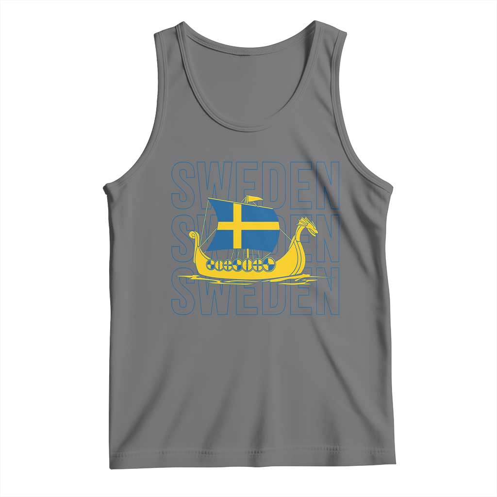 Swedish Viking Ship Sverige Sweden Flag Boat Viking Tank Top