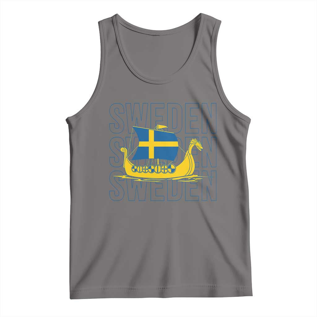 Swedish Viking Ship Sverige Sweden Flag Boat Viking Tank Top
