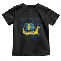 Swedish Viking Ship Sverige Sweden Flag Boat Viking Toddler T Shirt