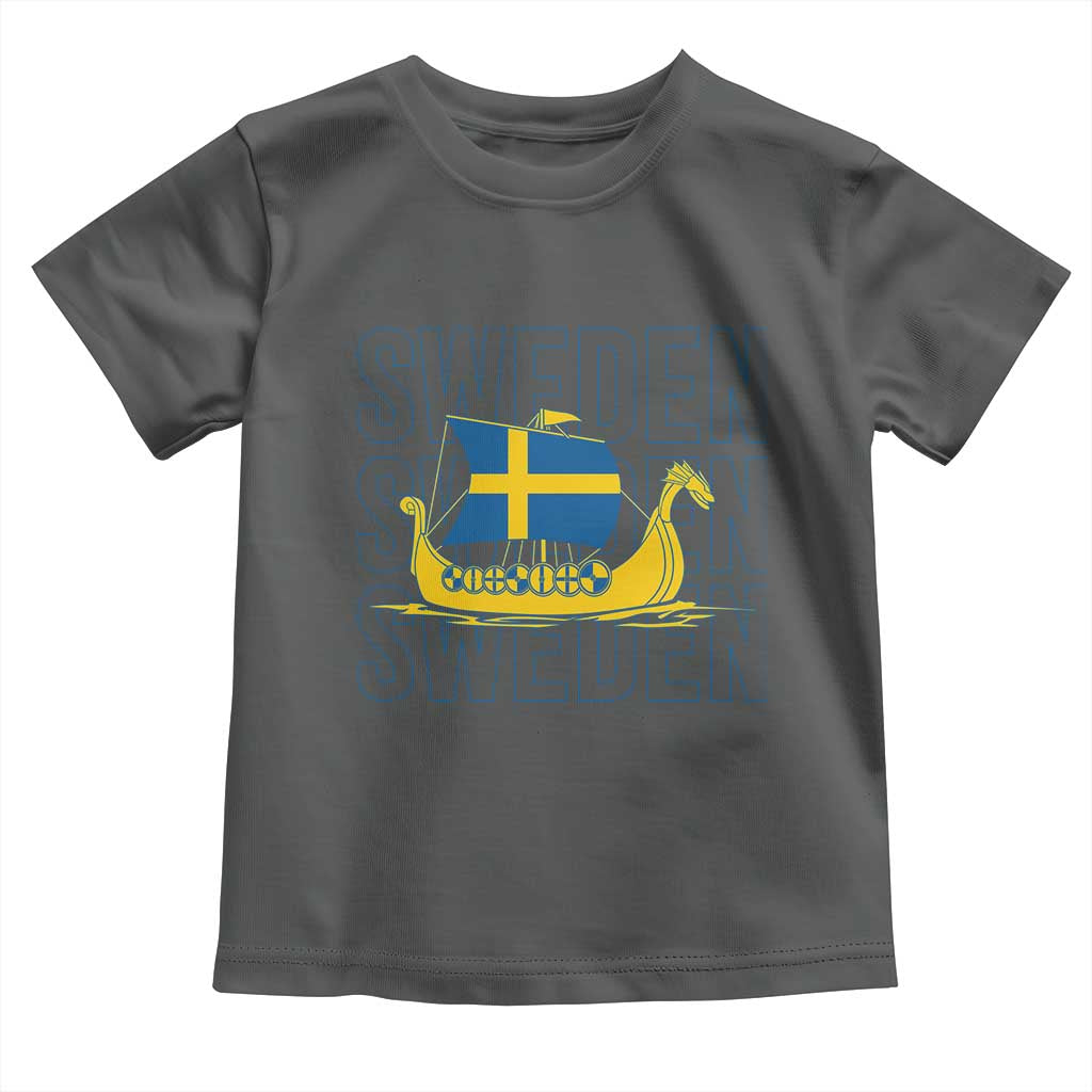Swedish Viking Ship Sverige Sweden Flag Boat Viking Toddler T Shirt