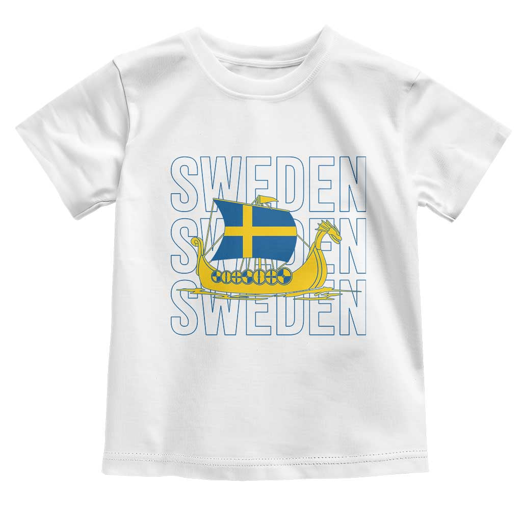 Swedish Viking Ship Sverige Sweden Flag Boat Viking Toddler T Shirt