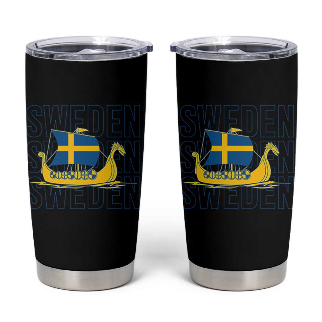 Swedish Viking Ship Sverige Sweden Flag Boat Viking Tumbler Cup