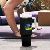 Swedish Viking Ship Sverige Sweden Flag Boat Viking Tumbler With Handle