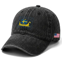 Swedish Viking Ship Sverige Sweden Flag Boat Viking Washed Cotton Baseball Cap
