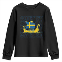 Swedish Viking Ship Sverige Sweden Flag Boat Viking Youth Sweatshirt