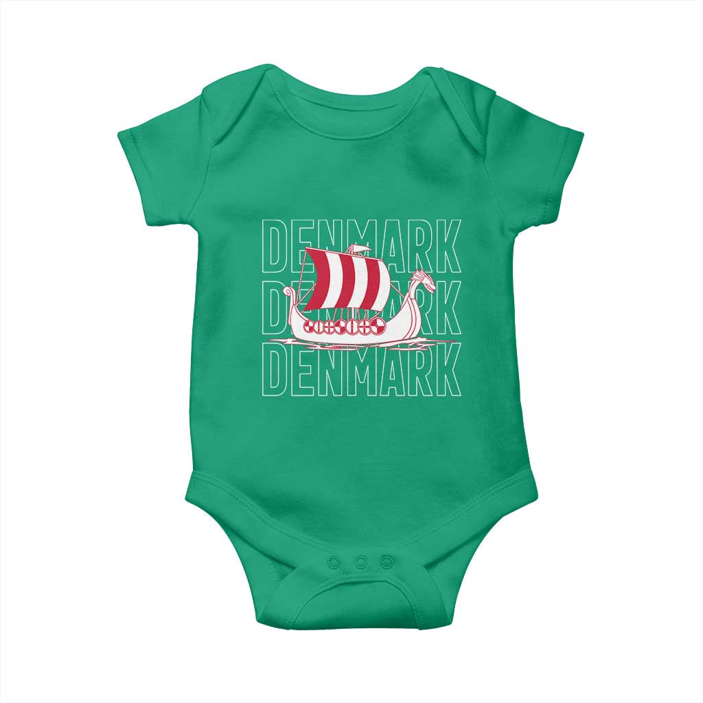 Denmark Flag Viking Ship Danes Danish Roots Dansk Denmark Baby Onesie