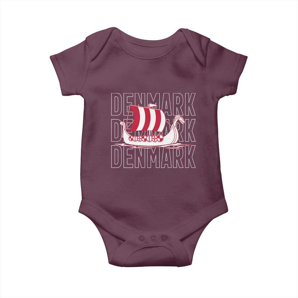 Denmark Flag Viking Ship Danes Danish Roots Dansk Denmark Baby Onesie