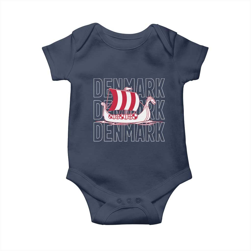 Denmark Flag Viking Ship Danes Danish Roots Dansk Denmark Baby Onesie