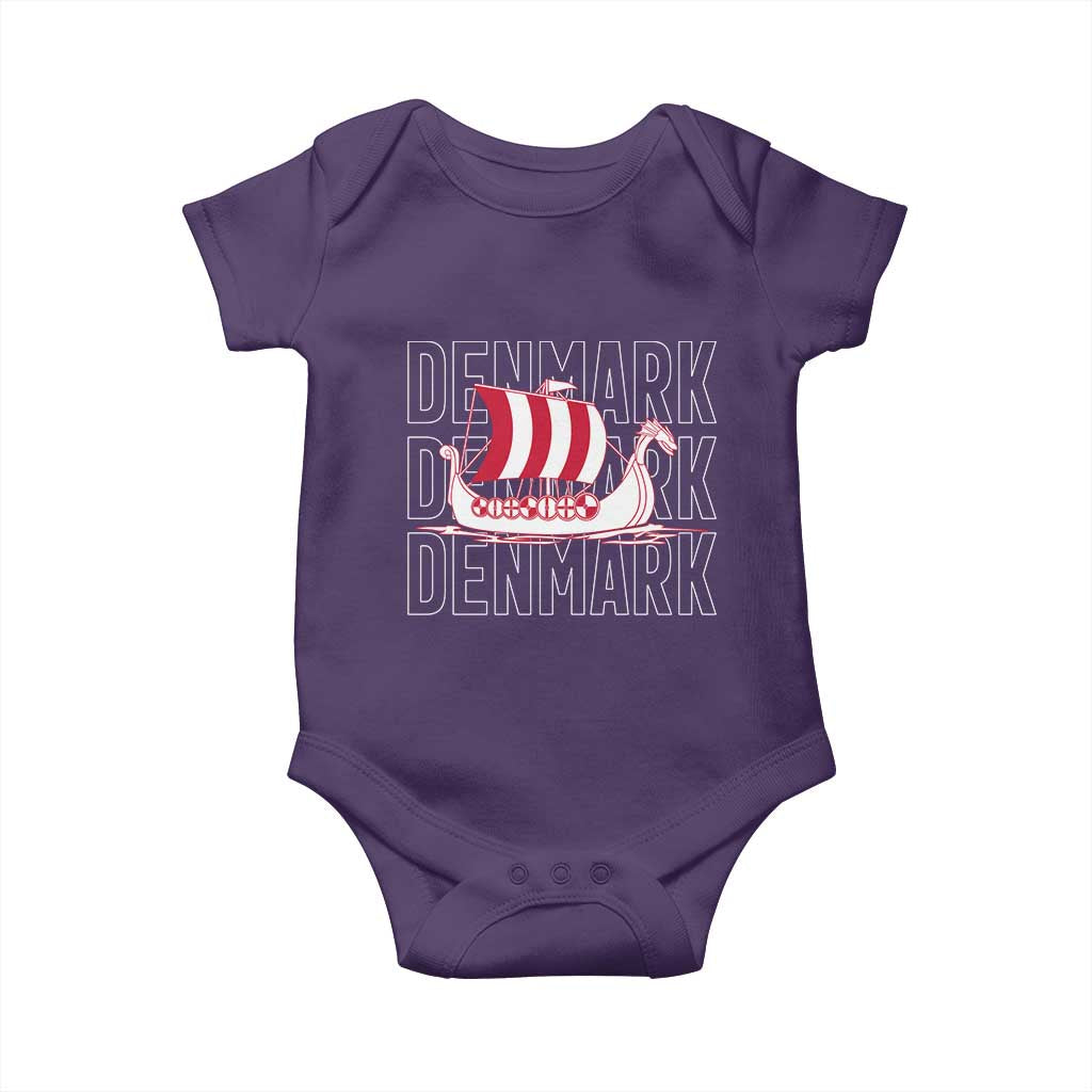 Denmark Flag Viking Ship Danes Danish Roots Dansk Denmark Baby Onesie