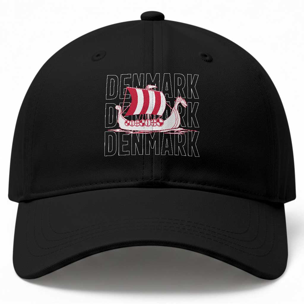 Denmark Flag Viking Ship Danes Danish Roots Dansk Denmark Baseball Cap