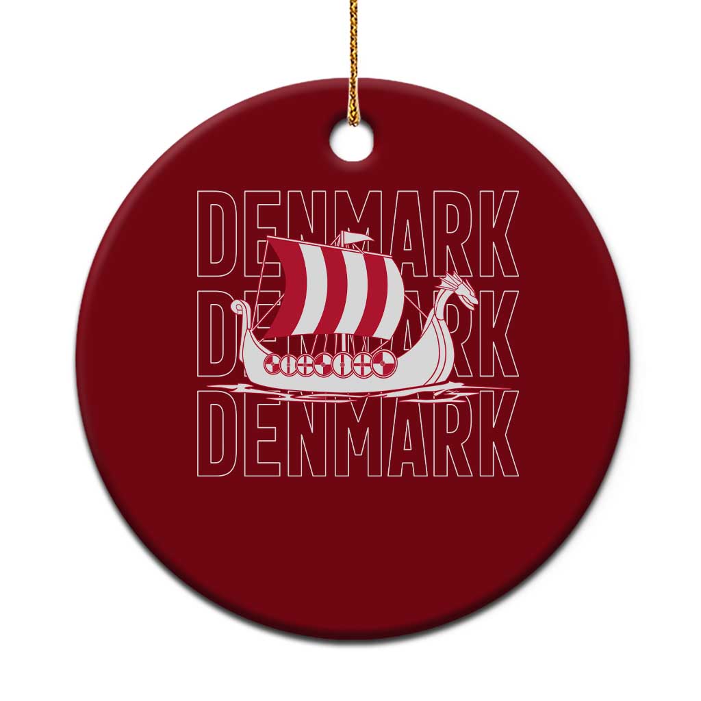 Denmark Flag Viking Ship Danes Danish Roots Dansk Denmark Ceramic Ornament