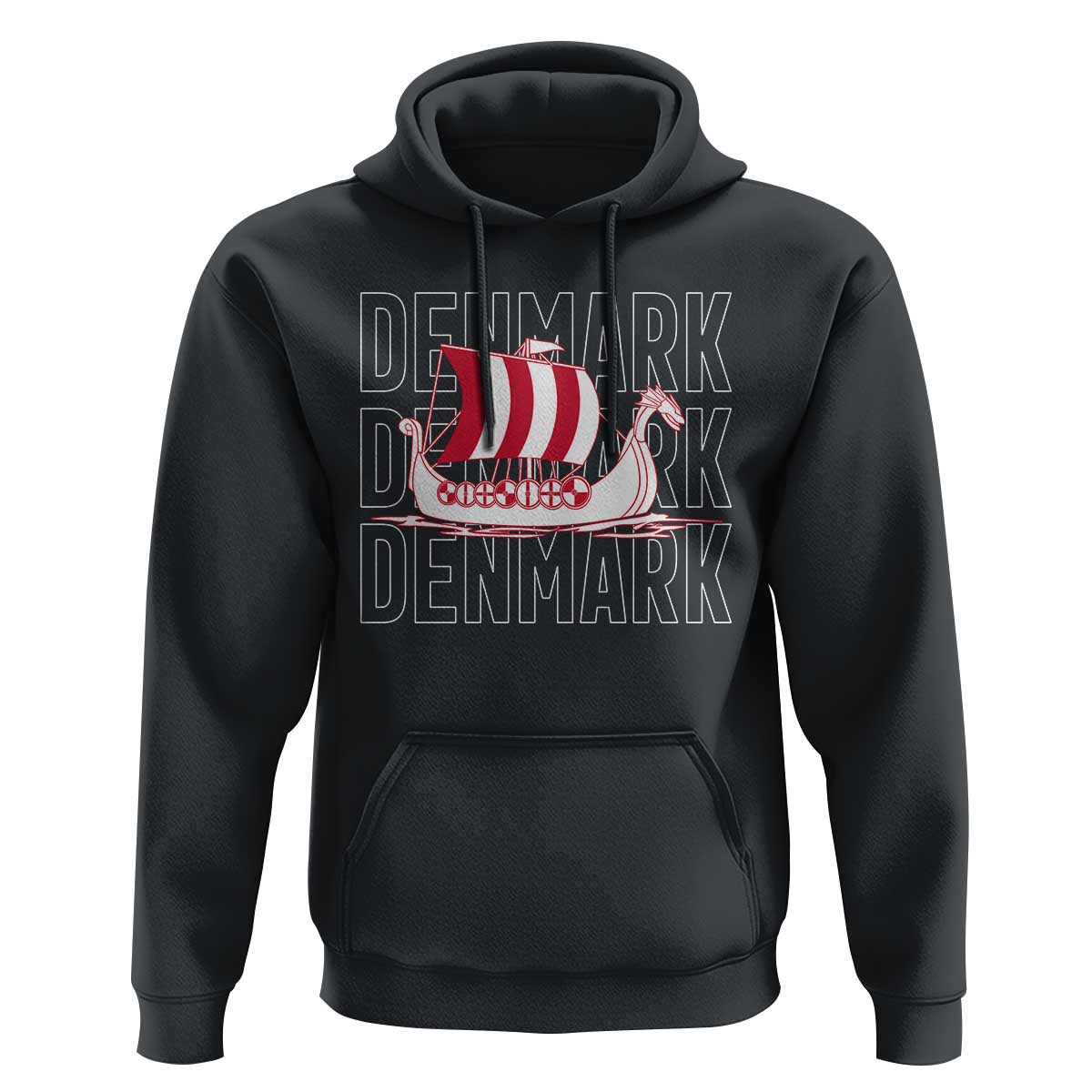 Denmark Flag Viking Ship Danes Danish Roots Dansk Denmark Hoodie